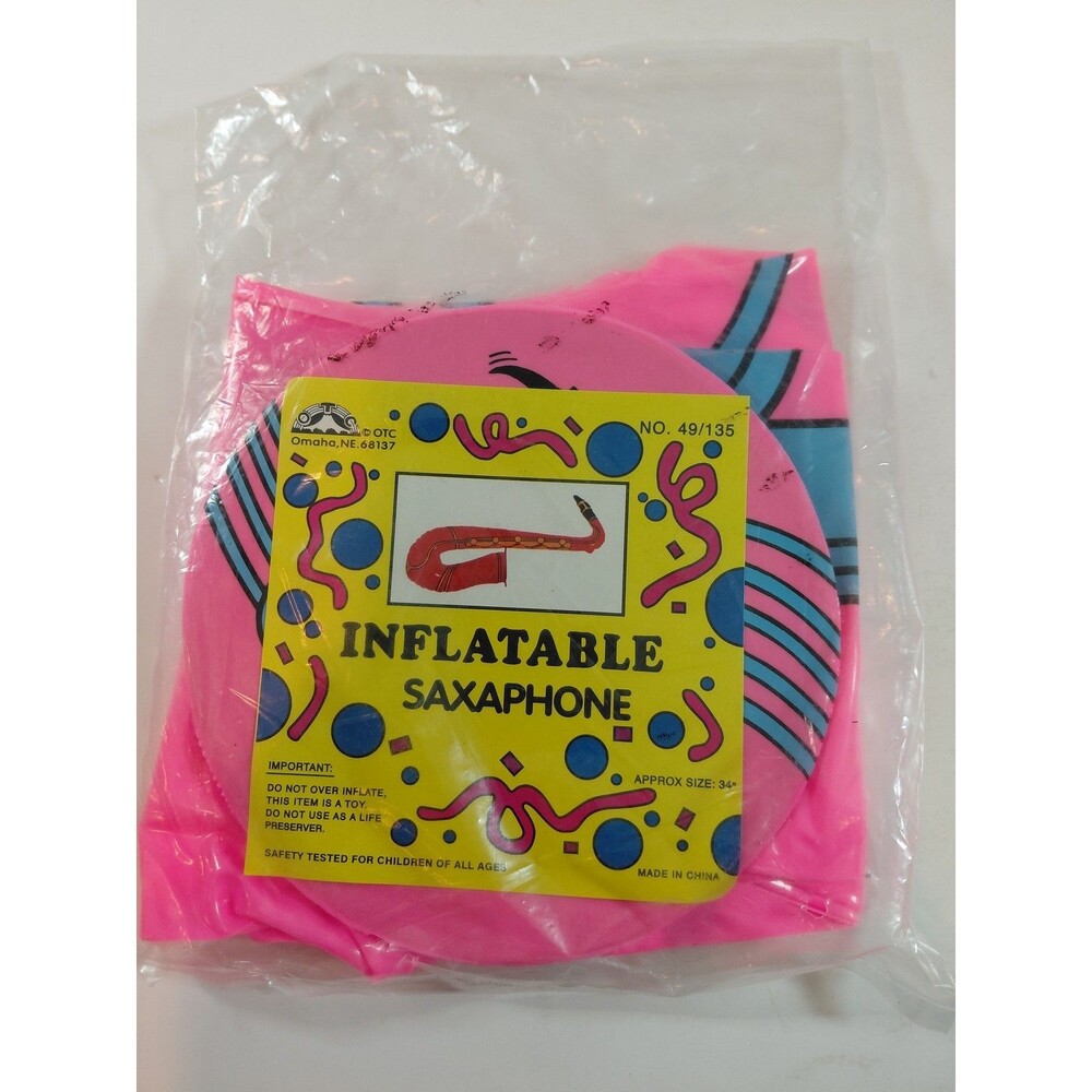NEW Sealed OTC Inflatable Saxophone Pink 34" Classic Toy Party Prop Costume